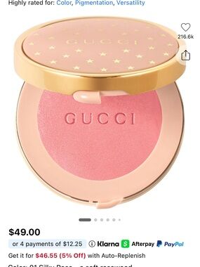Gucci Luminous Matte Powder Blush- silky rose